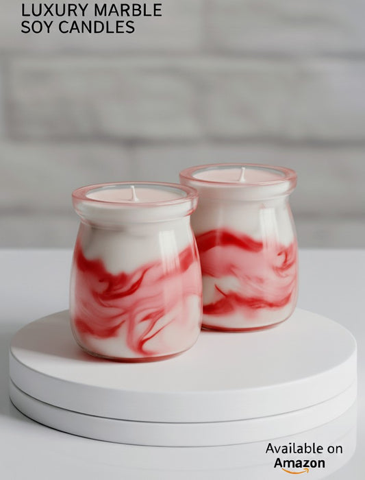 3.4 oz Marble Candles 2 pc