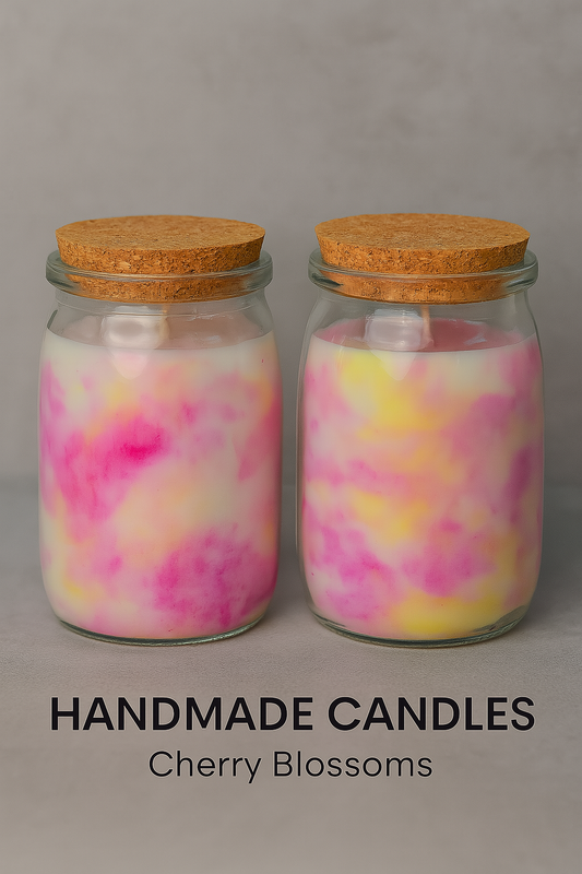 Cherry blossom tye dye candles